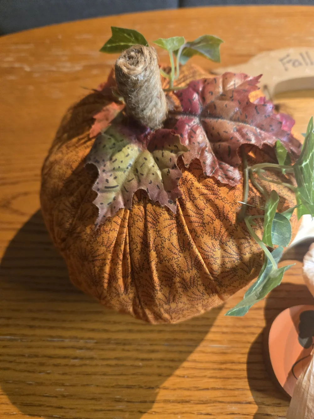 Fall Greeting Pumpkin Door Hanger And Fabric Pumpkins Home Decor